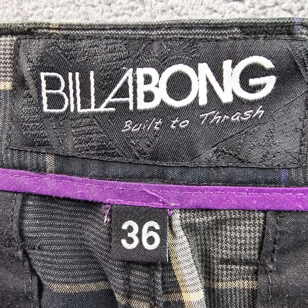 Billabong Golf Shorts Mens 36 Black Gray Plaid Performance‎ Regular Fit Mid-Rise